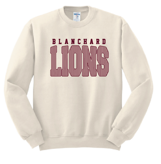 Blanchard PTO "Striped" Design Gildan Crewneck Sweatshirt (cream)