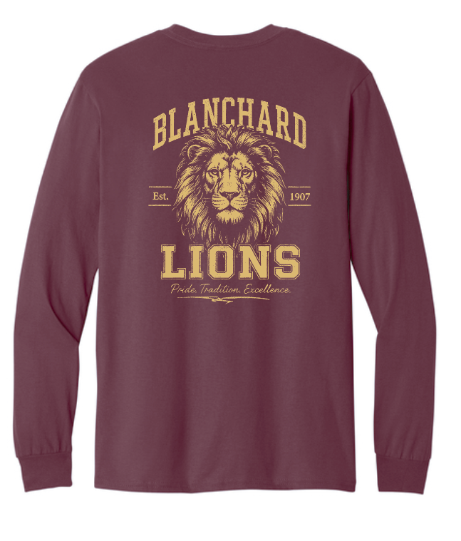 Blanchard PTO "Vintage Lion" Design Gildan L/S T-shirt