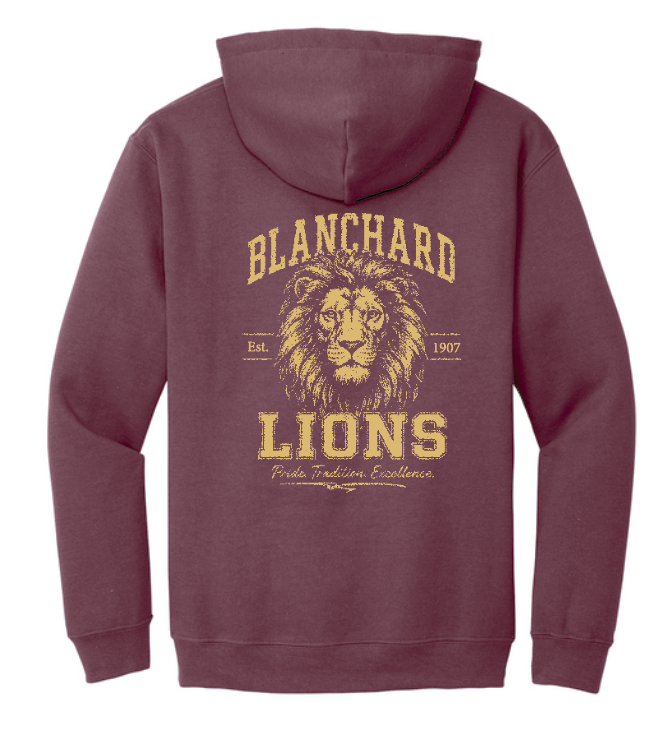 Blanchard PTO "Vintage Lion" Design Gildan Hooded Sweatshirt