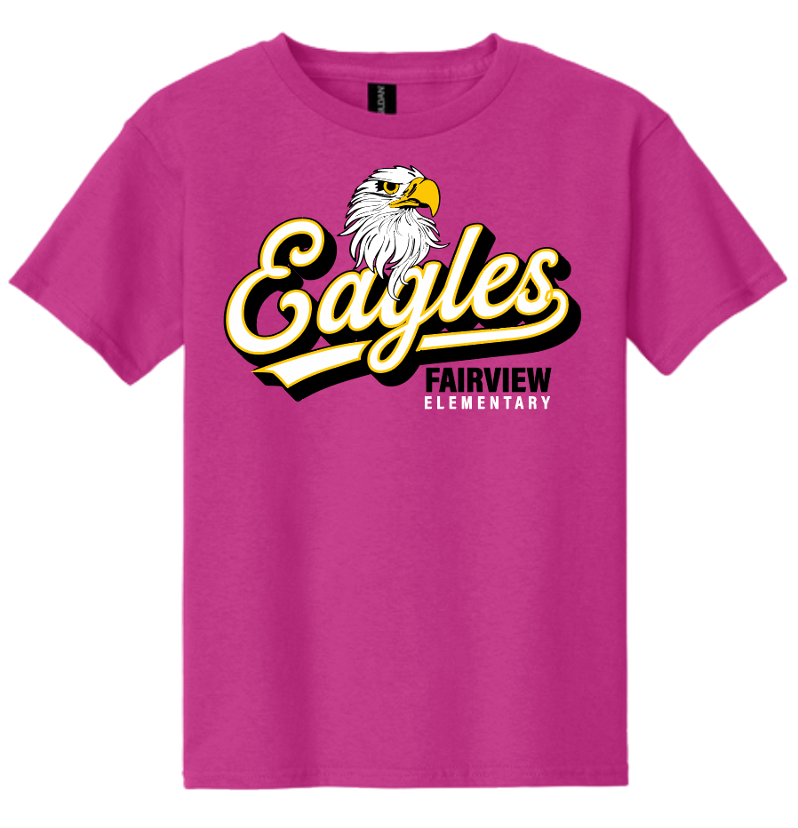 Fairview "Eagles Script" Design Gildan S/S T-shirt (pink)