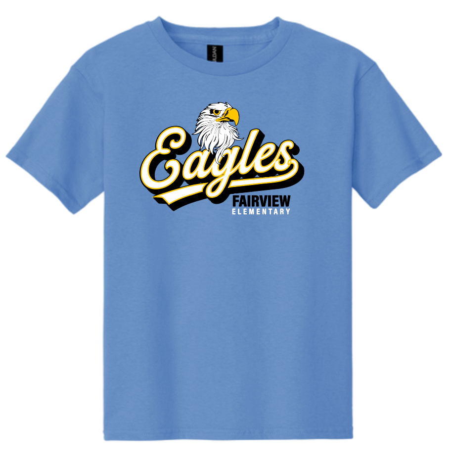 Fairview "Eagles Script" Design Gildan S/S T-shirt (carolina blue)