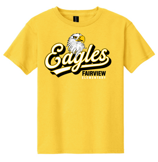 Fairview "Eagles Script" Design Gildan S/S T-shirt (yellow)