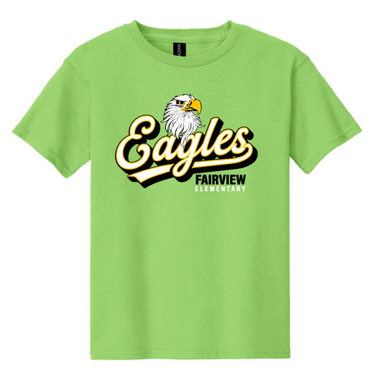 Fairview "Eagles Script" Design Gildan S/S T-shirt (lime)