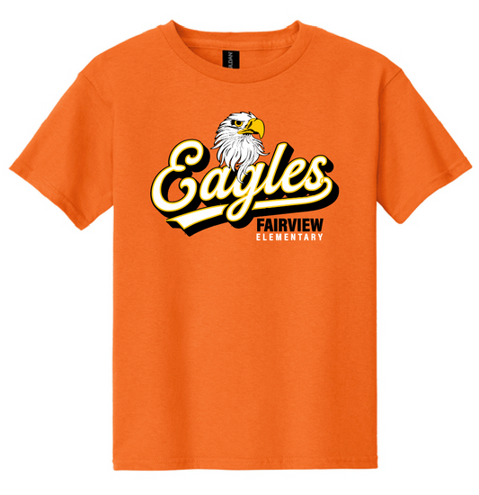 Fairview "Eagles Script" Design Gildan S/S T-shirt (orange)
