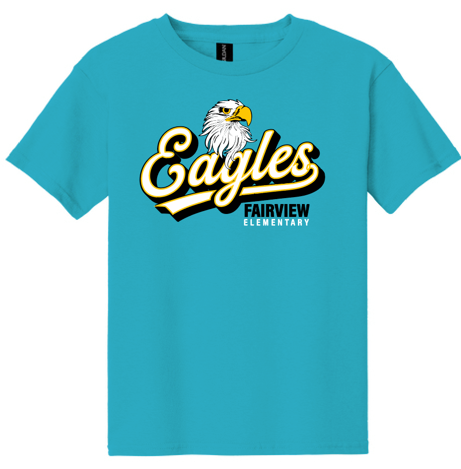 Fairview "Eagles Script" Design Gildan S/S T-shirt (sapphire)