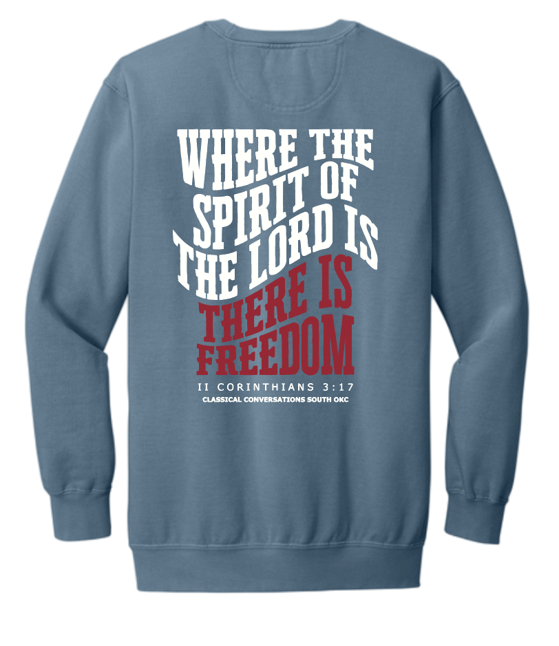 Classical Conversations South OKC Comfort Colors Crewneck Sweatshirt (blue)