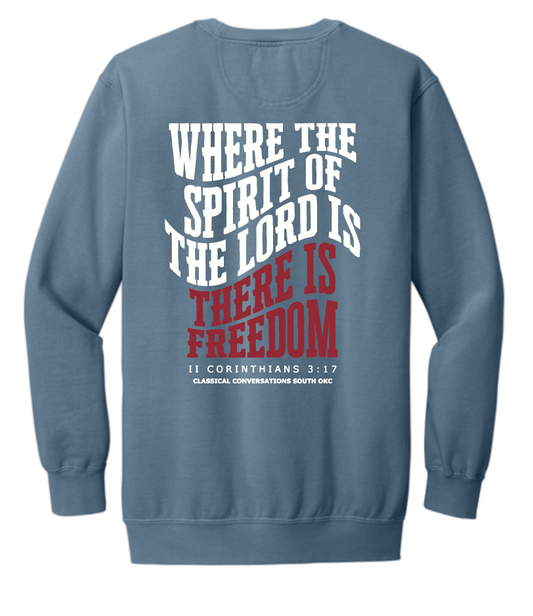 Classical Conversations South OKC Comfort Colors Crewneck Sweatshirt (blue)