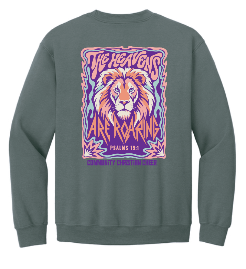 CCS Cheer "ROAR" Design Gildan Crewneck Sweatshirt (charcoal)
