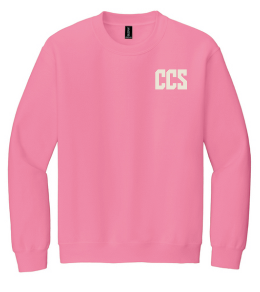 CCS Cheer "ROAR" Design Gildan Crewneck Sweatshirt (safety pink)