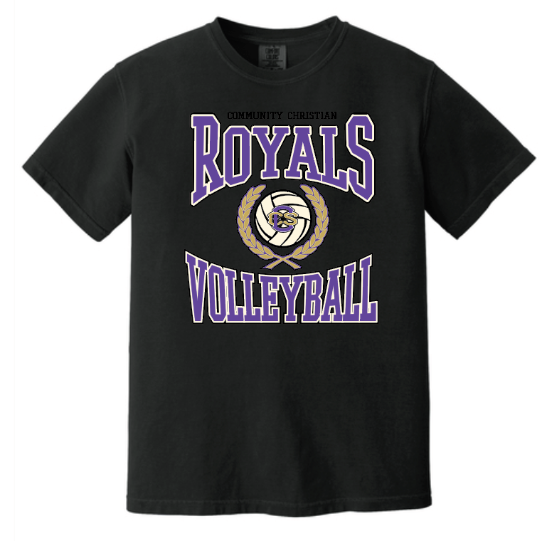 CCS Volleyball "Crest" Design Comfort Colors S/S T-shirt (black)