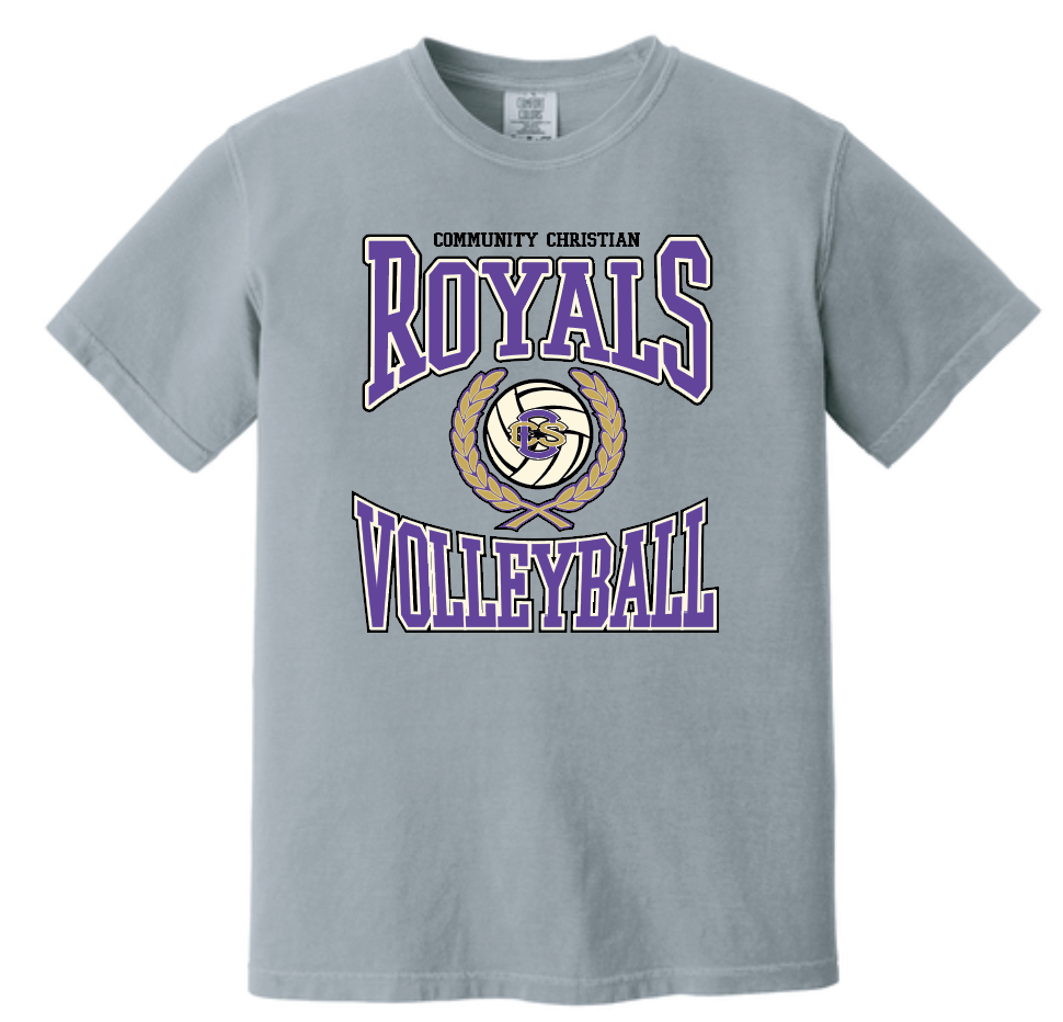 CCS Volleyball "Crest" Design Comfort Colors S/S T-shirt (granite)