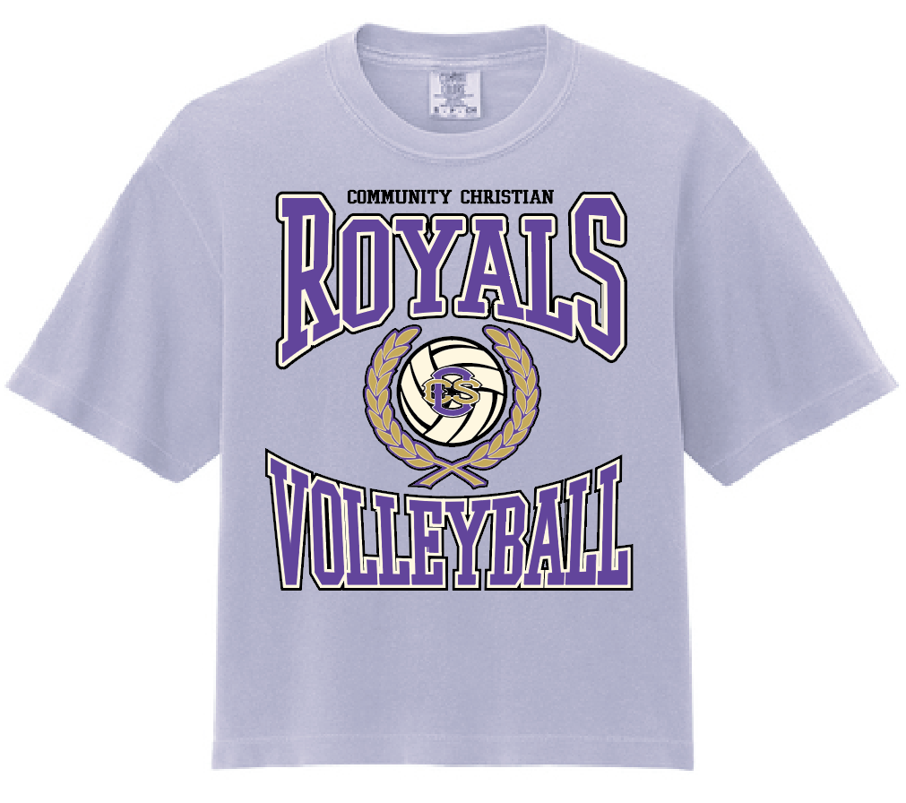 CCS Volleyball "Crest" Design Comfort Colors S/S Boxy T-shirt (orchid)