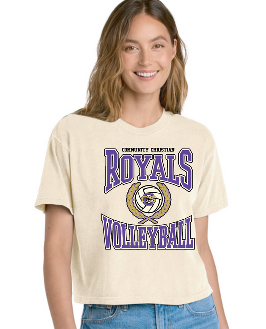 CCS Volleyball "Crest" Design Comfort Colors S/S Boxy T-shirt (ivory)