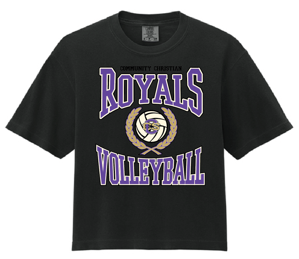 CCS Volleyball "Crest" Design Comfort Colors S/S Boxy T-shirt (black)