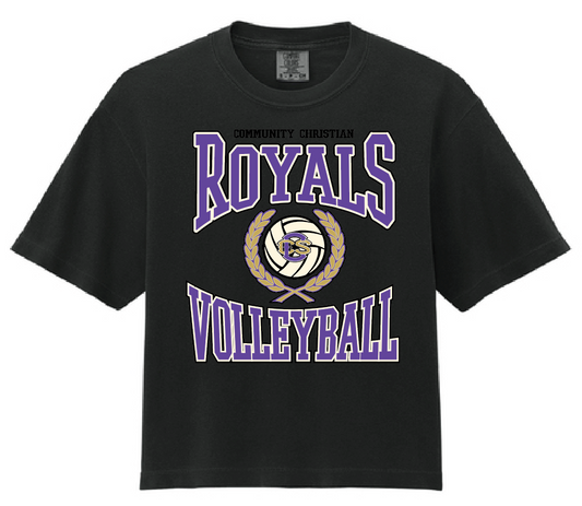 CCS Volleyball "Crest" Design Comfort Colors S/S Boxy T-shirt (black)