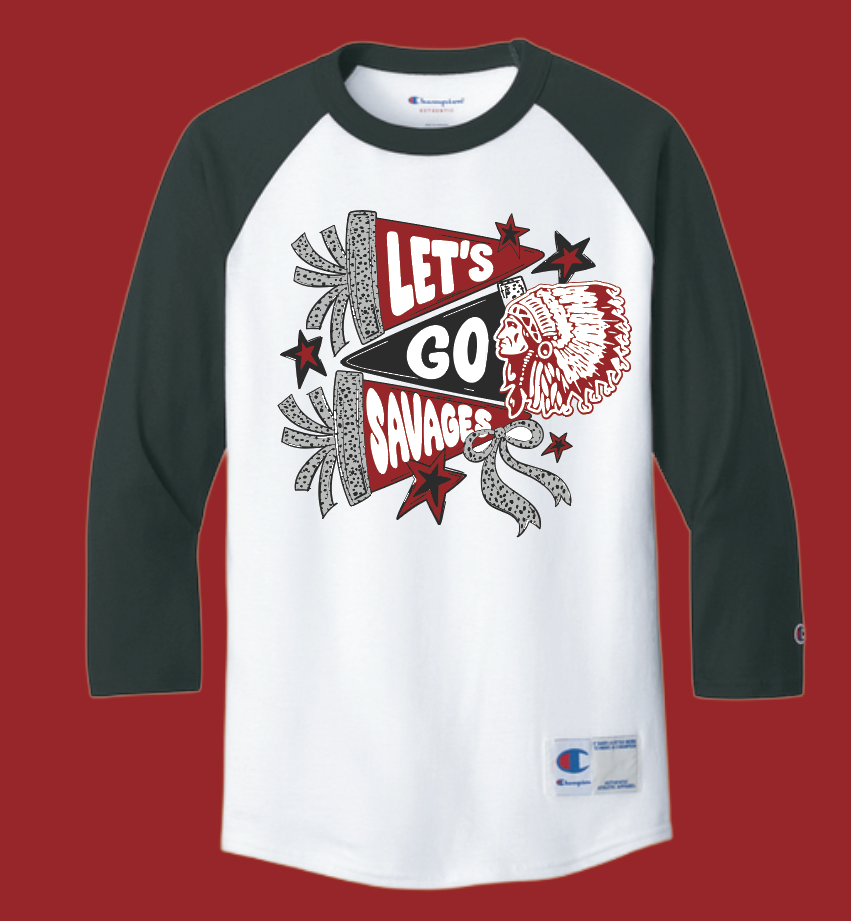Wynnewood Band "Pennants" Design Champion 3/4 Sleeve Tee