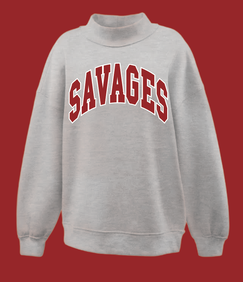 Wynnewood "Savages" Design Mock Neck Sweatshirt (women's)