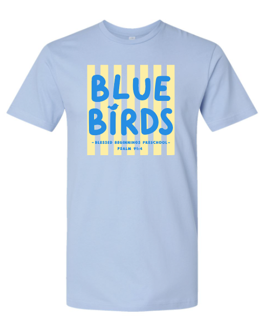 St. Andrews~Blessed Beginnings "Blue Birds" Design S/S T-shirt (toddler; youth; adult)