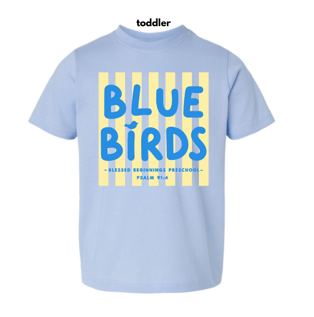 St. Andrews~Blessed Beginnings "Blue Birds" Design S/S T-shirt (toddler; youth; adult)