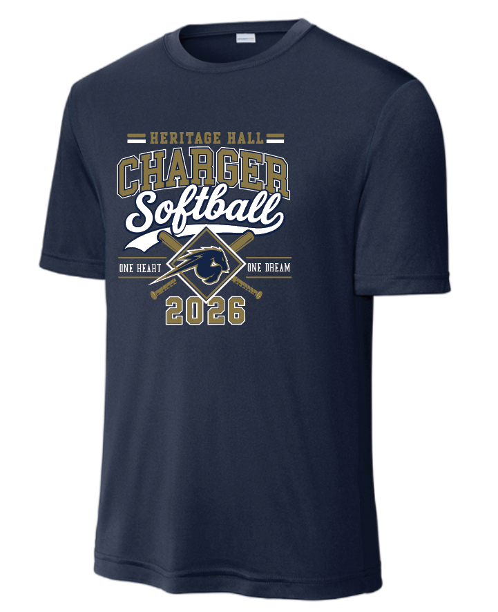 Heritage Hall Softball "Design #2~without Roster" S/S Dri-fit T-shirt