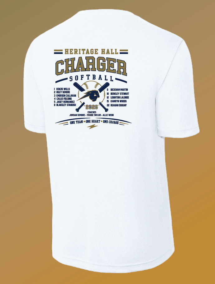 Heritage Hall Softball "Design #3~with Roster" S/S Dri-fit T-shirt