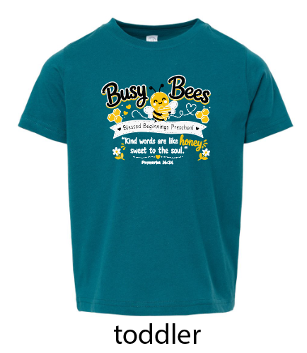 St. Andrews~Blessed Beginnings "Busy Bees" Design S/S T-shirt (toddler; youth; adult)