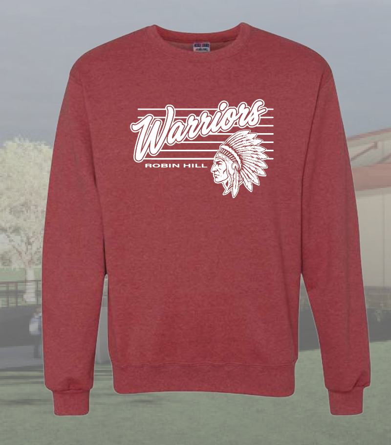 Robin Hill "Warriors" Design Jerzees Crewneck Sweatshirt (adult)(heather red)