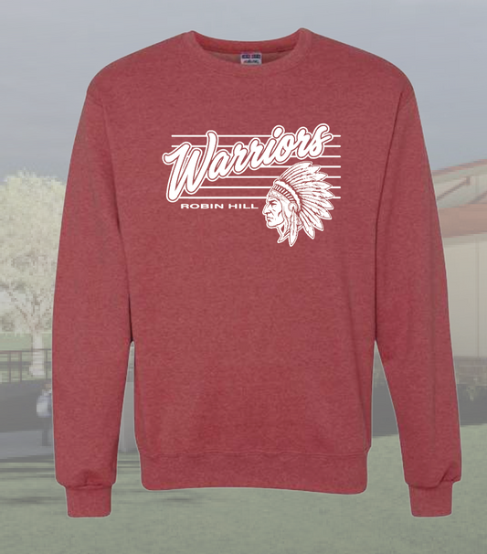 Robin Hill "Warriors" Design Jerzees Crewneck Sweatshirt (adult)(heather red)