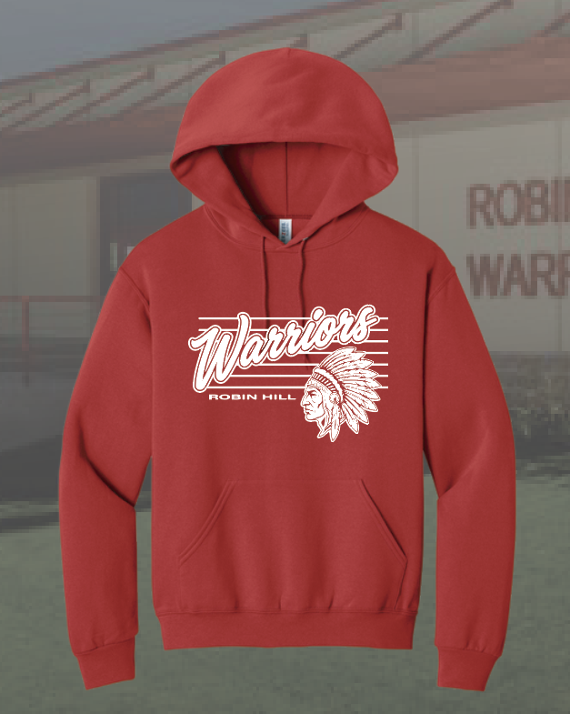 Robin Hill "Warriors" Design Gildan Hooded Sweatshirt (youth)(red)