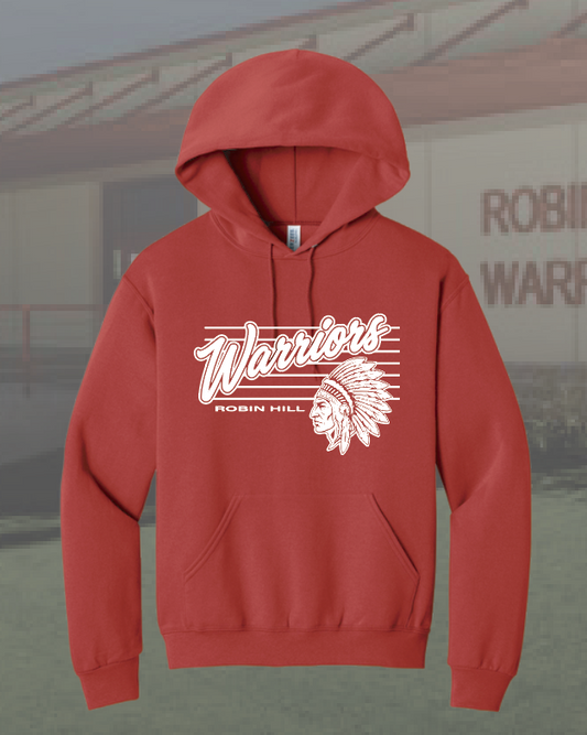 Robin Hill "Warriors" Design Gildan Hooded Sweatshirt (youth)(red)