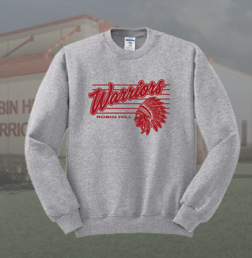 Robin Hill "Warriors" Design Jerzees Crewneck Sweatshirt (heather grey)