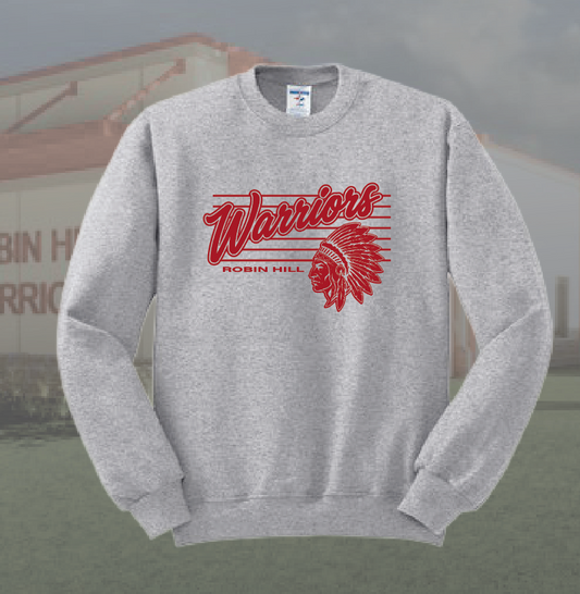 Robin Hill "Warriors" Design Jerzees Crewneck Sweatshirt (heather grey)