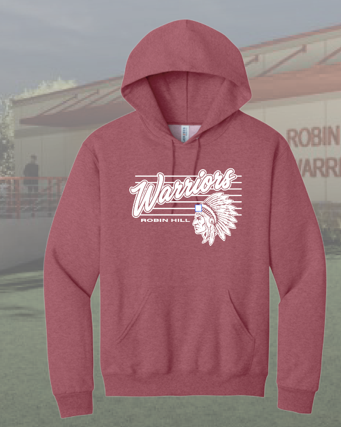 Robin Hill "Warriors" Design Jerzees Hooded Sweatshirt (adult)(heather red)