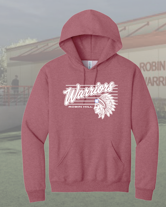 Robin Hill "Warriors" Design Jerzees Hooded Sweatshirt (adult)(heather red)