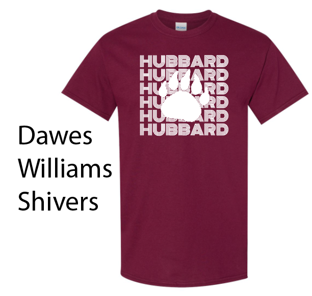 Hubbard "Dawes, Williams, Shivers" S/S T-shirt (maroon)