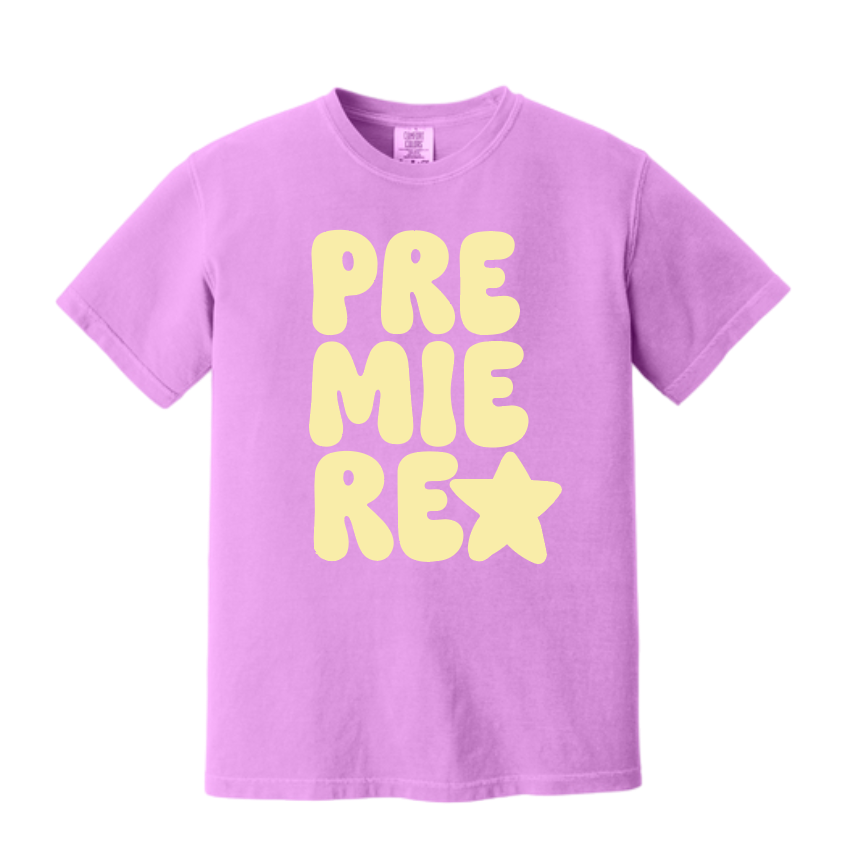 Premiere Dance~ADULT "Bubble Letters" Design S/S Comfort Colors T-shirt (neon violet)