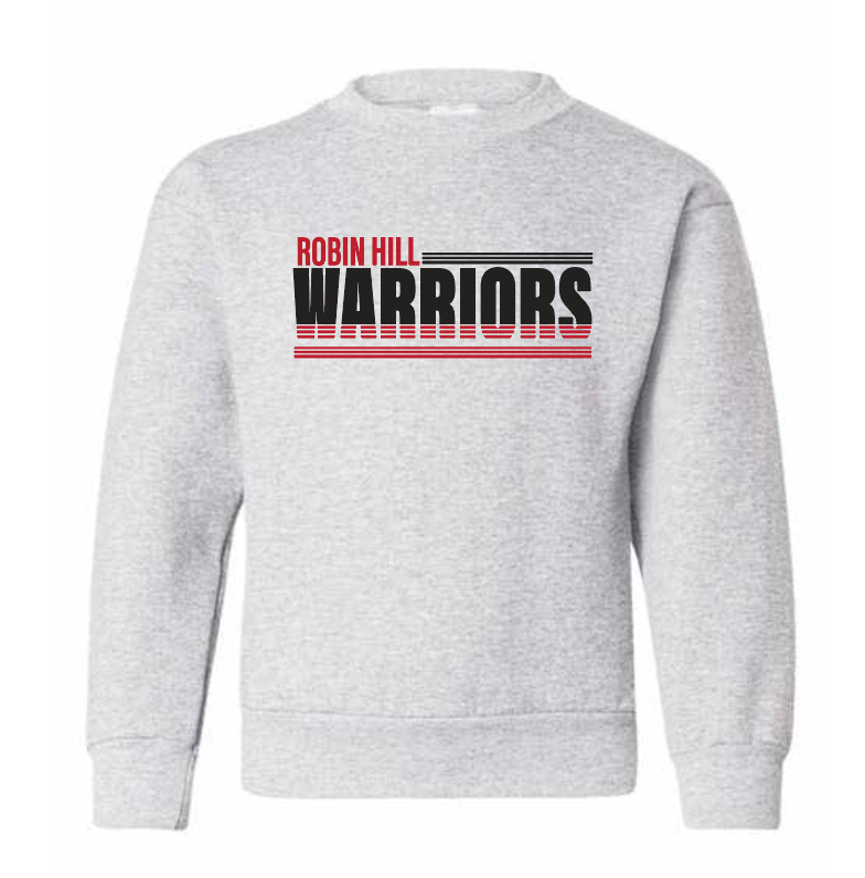 Robin Hill "Stripes" Design Jerzees Crewneck Sweatshirt (heather grey)