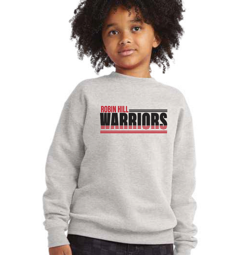 Robin Hill "Stripes" Design Jerzees Crewneck Sweatshirt (heather grey)