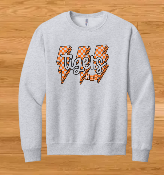 Norman High Girls Basketball "Checkbolts" Design Jerzees Crewneck Sweatshirt
