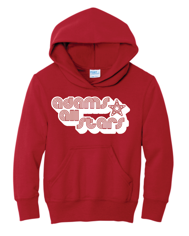 Adams "Bubble Tri-Line" Design Hooded Sweatshirt (red)