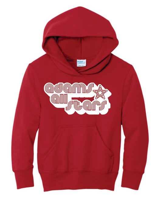 Adams "Bubble Tri-Line" Design Hooded Sweatshirt (red)