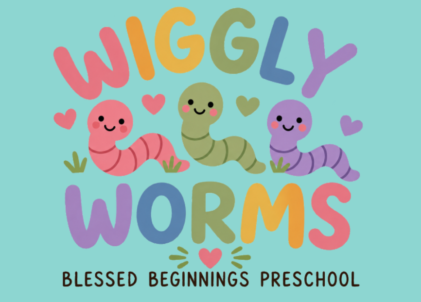 St. Andrews~Blessed Beginnings "Wiggly Worms" Design S/S T-shirt (toddler; youth; adult)