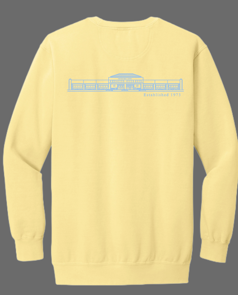 Whittier “Seaside Building” Design Comfort Colors LIGHTWEIGHT Crewneck Sweatshirt (butter)