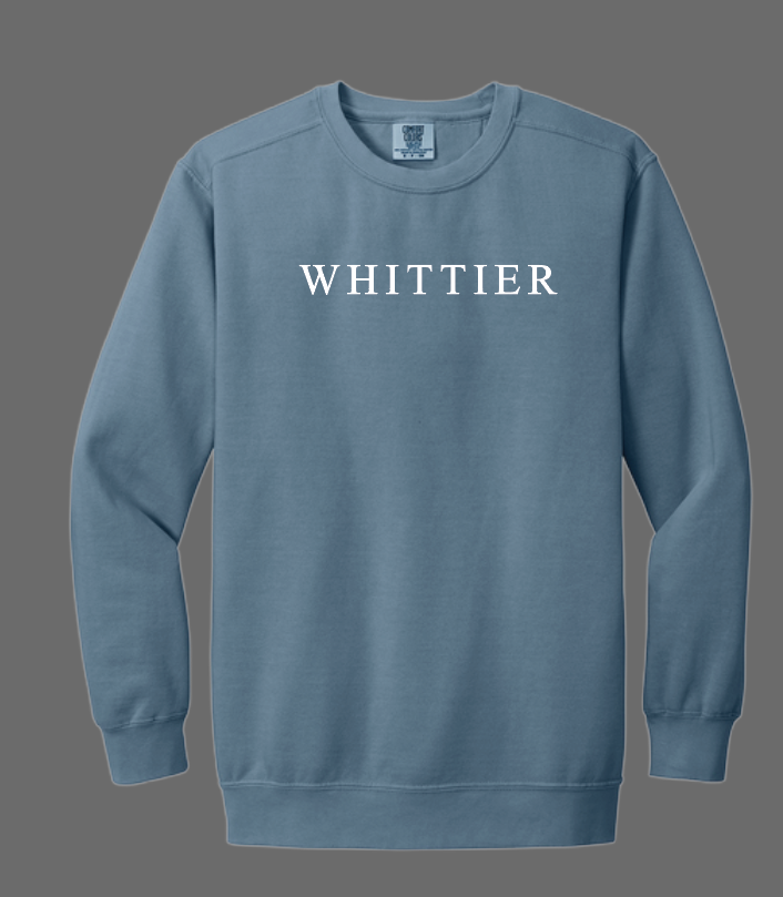 Whittier “Seaside Building” Design Comfort Colors LIGHTWEIGHT Crewneck Sweatshirt (blue jean)