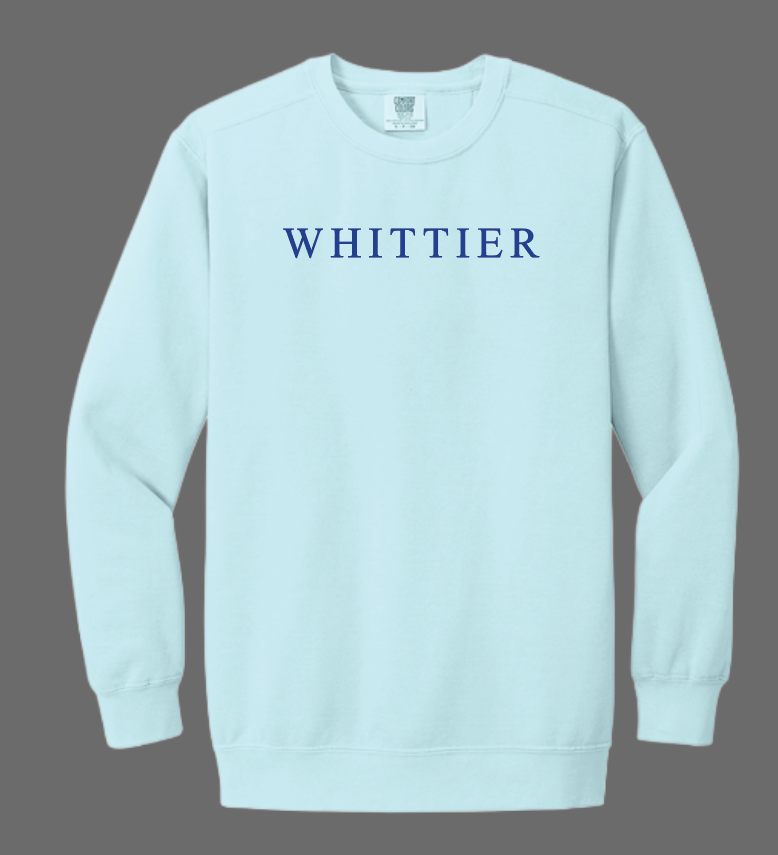 Whittier “Seaside Building” Design Comfort Colors LIGHTWEIGHT Crewneck Sweatshirt (hydrangea)