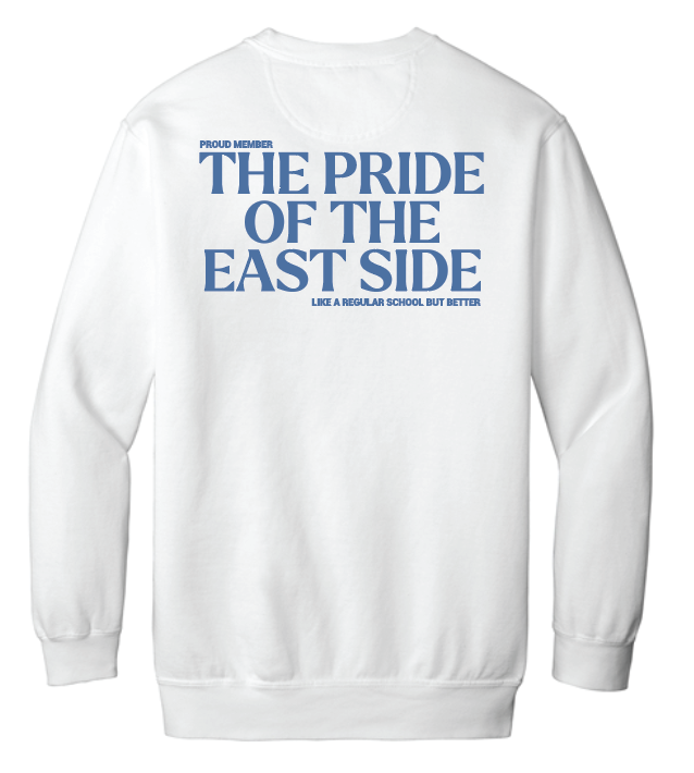 Irving "Pride of the East Side" Design Comfort Colors Crewneck Sweatshirt (white)