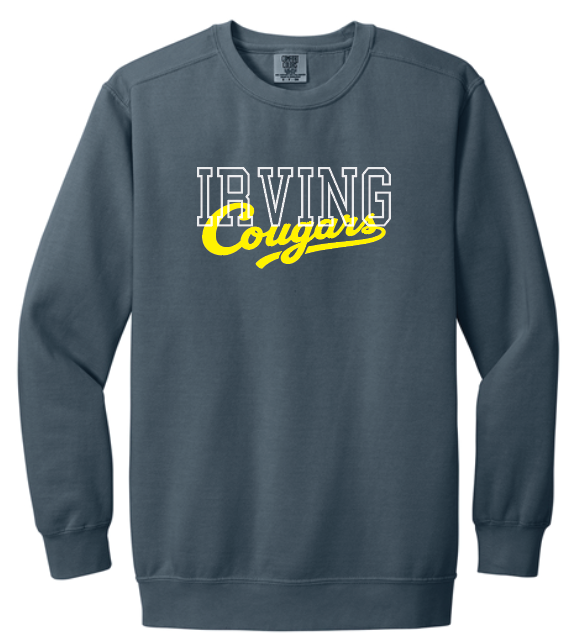 Irving "Irving Cougars" Design Comfort Colors Crewneck Sweatshirt