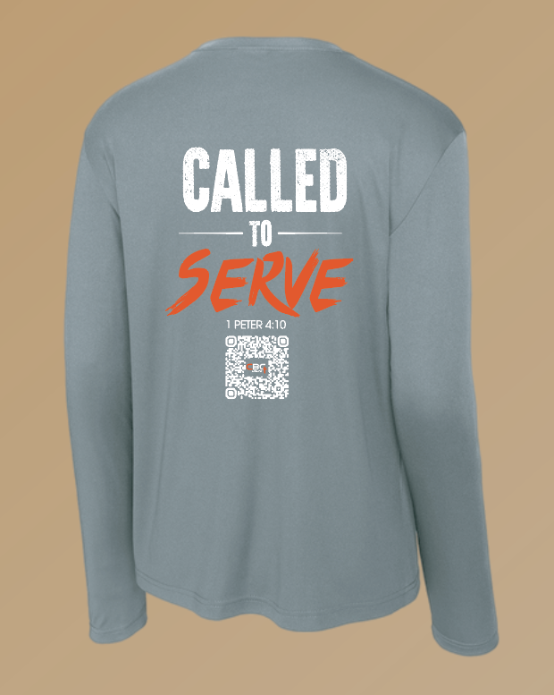 Calvary Baptist Church "QR Code" Design Moisture Wicking L/S T-shirt (grey)