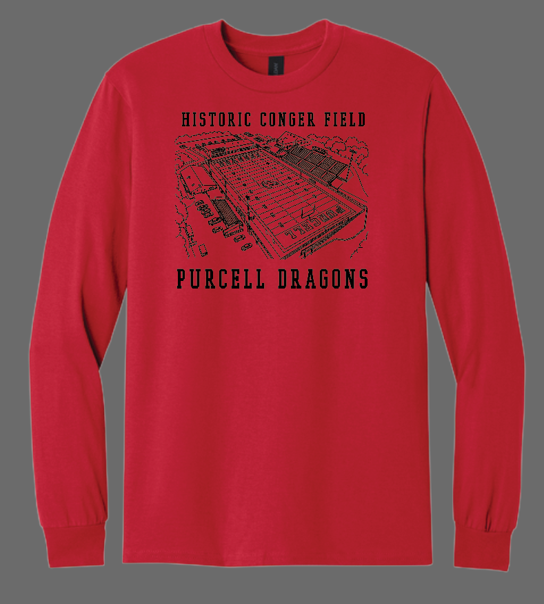 Purcell Band "Line Drawing Field" Design Gildan L/S T-shirt (red)