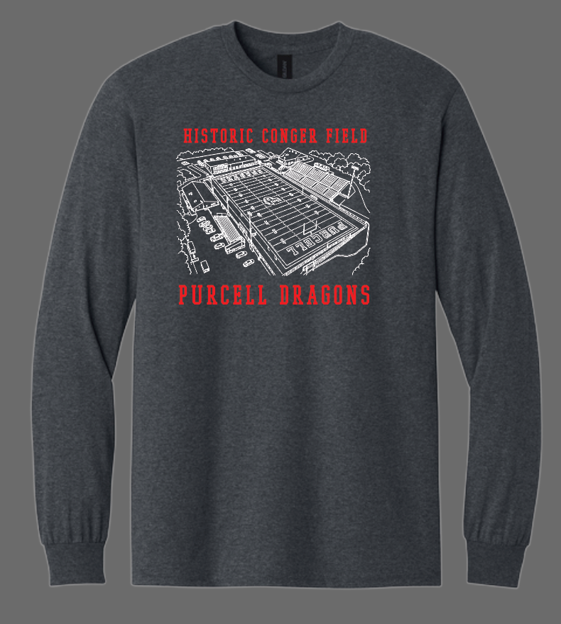 Purcell Band "Line Drawing Field" Design Gildan L/S T-shirt (drk htr)